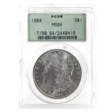 1884 Morgan Dollar PCGS MS64 Early Slab