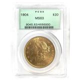 1904 $20 Gold  PCGS MS63