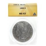 1886  Morgan Dollar ANACS MS63