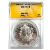1882 CC Morgan Dollar ANACS MS63 Cameo PL