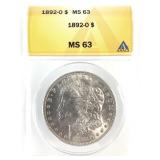 1892 O Morgan Dollar ANACS MS63