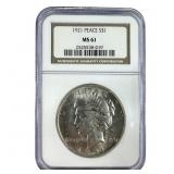 1921 Peace Dollar, Key Date NGC MS61