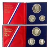 2 1976 Bicentennial Proof Sets w 3 Coins Each