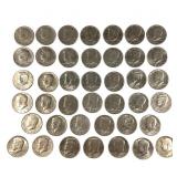 40 Clad Kennedy Halves w Bicentennials & 1 Silver