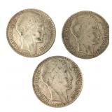 3 1933 20 Franc Coins .6800 Silver