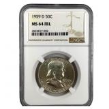 1959 D Silver Franklin Half Dollar