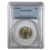 1945 D Silver Jefferson War Nickel Graded