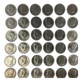 35 Mixed Date Clad Kennedy Halves + 1 1968 Silver