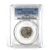 1938 D Genuine Wheel Mark Buffalo Nickel PCGS