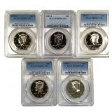 5 Proof Kennedy Clad Halves Slabbed Graded