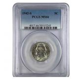 1942 S Silver Jefferson War Nickel Graded