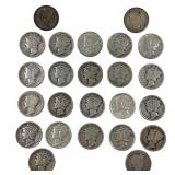 24 Silver Dimes Barber & Mercury Circulated