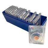 12 Slabbed Graded Proof Lincoln Pennies