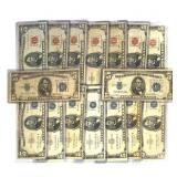 16 Red Seal & Silver Cert $5 Bills - $80 Face