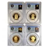 4 Slabbed Graded Presidential Dollars Proofs 2008