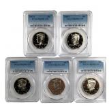 5 Proof Kennedy Halves Slabbed Graded 2000s
