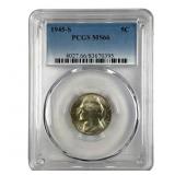 1945 S Silver Jefferson War Nickel Graded