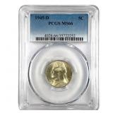 1945 D Silver Jefferson War Nickel Graded