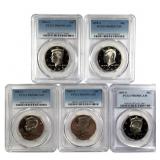 5 Proof Kennedy Halves Slabbed Graded 2000s