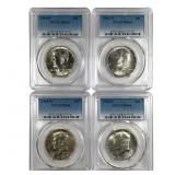 4 Kennedy Halves Slabbed Graded 1964 D
