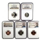 Slabbed Graded Lincoln Cents & Jefferson Nickels