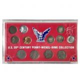 20th Century Nickel Dime Penny Set w Silver