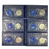 6 Silver Ike Dollars 1972 (X2) & 1974 (X4)