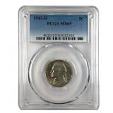 1943 D Silver Jefferson War Nickel Graded