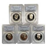 5 Slabbed Graded Kennedy Half Proofs 1900s