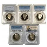 5 Slabbed Graded Kennedy Proof Halves 80s 90s