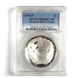 2014 P Baseball Hall of Fame Silver Dollar Graded