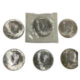 6 1964 90% Silver Kennedy Half Dollars