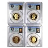4 Slabbed Graded Presidential Proof Dollars