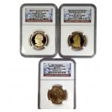 3 Slabbed Graded Presidential Proof Dollars