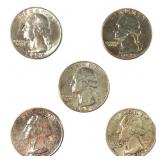 5 MS Silver Washington Quarters