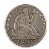1853 Silver Seated Half Dollar Arrows & Rays