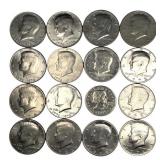 15 Clad Kennedy Half Dollars & 1 SBA Dollar
