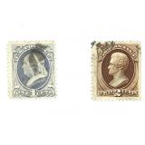 2 U S Stamps 1870 / 71 Scott # 145 & 146 Used