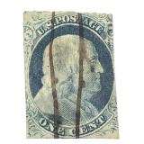 1851-1857 1 Cent  US Stamp Scott #7 Used Light