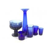 6pcs Cobalt Blue Vases Shot Glasses +