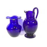 Cobalt Blue Vase & Pitcher