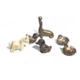 Pottery Birds Brass Seal  Carved Agate Horse