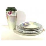 6pcs Floral China w Urn Plates +