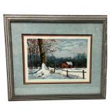 Winter landscape Signed & Numbed Serigraph Framed