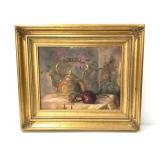 Oil on Canvas Still Life Copper Teapot & Apple