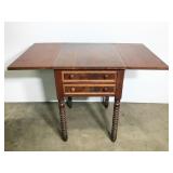 Antique Drop Leaf Side Table w/ Turned Legs