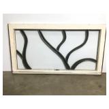 36" x 19 1/2" Stained Glass Window w/ Vine Pattern