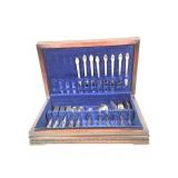 43 pcs Rogers Silver Plate Set w Wood Box