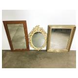 3 Vintage Mirrors Painted,Ornate,Wood