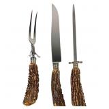 German Horn Handle Carving Set in Case